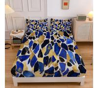 Lenzuolo Con Angoli Matrimoniale 160×200 Cm - Lenzuola Sotto Con Angoli Frammenti Di Vetro In Microfibra A Stile Moderno - Blu Scuro Lenzuolo Ed Elastici, Profonde 30 Cm Lavabile In Lavatrice