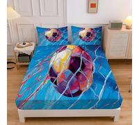 Lenzuolo con Angoli Matrimoniale 180x200 Blu di Calcio Lenzuolo Sotto con Angoli Alto 30 cm Watercolor Multicolor Lenzuola Letto Matrimoniali, 3D Coprimaterasso Maxi King Size a.8789