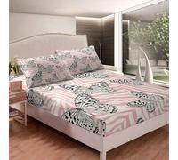 Lenzuolo con Angoli Matrimoniale 180x200 Farfalla Lenzuolo Sotto con Angoli Alto 30 cm Strisce Rosa Farfalle Lenzuola Letto Matrimoniali, 3D Coprimaterasso Maxi King Size a/2351