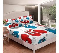 Lenzuolo con Angoli Matrimoniale 180x200 Guantoni da Boxe Lenzuolo Sotto con Angoli Alto 30 cm Bambino Lenzuola Letto Matrimoniali, 3D Coprimaterasso Maxi King Size a/2483