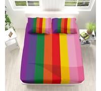 Lenzuolo con Angoli Matrimoniale 180x200 Strisce Colorate Lenzuolo Sotto con Angoli Alto 30 cm Strisce Lenzuola Letto Matrimoniali, 3D Coprimaterasso Maxi King Size a/2429