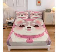 Lenzuolo con Angoli Matrimoniali Cane Shiba Inu Lenzuola Animale Coprimaterasso in Morbida Microfibra Tasca Profonda 30cm, Lenzuola Matrimoniali 160x200 cm e 2 Federe 50x80 cm