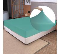 Lenzuolo con angoli morbido elasticizzato per letto singolo, in jersey elasticizzato a 4 vie, sensazione di t-shirt e ultra morbido, senza pieghe, antiscivolo e aderente per materasso (profondo: 12,7