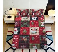 Lenzuolo con angoli patchwork natalizio 3D stampato Microfibra tasca profonda Camera da letto Bedding Coprimaterasso Christmas Mattress Fitted Cover Avvolgente Lavabile 140x200x25cm
