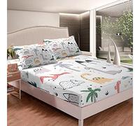 Lenzuolo con angoli per bambini con motivo con dinosauri, per bambini e bambine, motivo con animali della giungla, in microfibra, decorazione per la stanza, per letto singolo