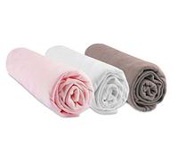 Lenzuolo con angoli per culla, 32 x 72 cm, ovale, colore: rosa e bianco talpa, 100% bambù, compatibile con materasso ovale per navicella, carrozzina, culla | Oeko Tex | Made in Europe |