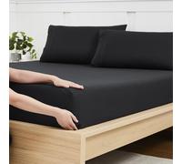 Lenzuolo con angoli per letto matrimoniale con elastico completo e cinghie angolari integrate per evitare spostamenti, lenzuolo inferiore in microfibra spazzolata morbido e traspirante, per letto