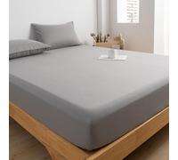 Lenzuolo con angoli, per letto matrimoniale, in poliestere, 25 cm, grigio, morbido, lavabile in lavatrice (grigio, singolo)