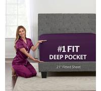 Lenzuolo con angoli per letto queen size, con tasca profonda, lenzuolo con angoli per letto queen size da 53,3 cm, si adatta perfettamente a materassi e topper profondi 43,2-58,4 cm, piacevole al