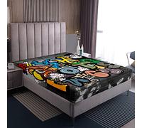 Lenzuolo con angoli per ragazzi Hip Hop 100% microfibra traspirante Youth Hippie Only Lenzuolo senza federe Lenzuolo con angoli di lusso singolo (90 x 190+30 cm)
