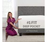 Lenzuolo con angoli Queen Size con tasca profonda - Lenzuolo con angoli extra profondi per letto queen size - Lenzuolo con angoli da 53,3 cm si adatta perfettamente a materassi e topper da 43,2 cm -
