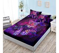 Lenzuolo con Angoli Singolo 90x200cm Tigre Viola Mandala Lenzuolo con Angoli una Piazza e Mezza Elasticizzato Lenzuolo Sotto con Angoli Matrimoniale Morbido Lavabile