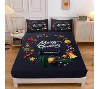Lenzuolo con Angoli Singolo Ghirlanda LenzuolaAtmosfera Natalizia Coprimaterasso in Morbida Microfibra e 2 Federe, Lenzuola Letto Singolo 90x190 Tasca Profonda 30cm, con Elastico