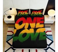 Lenzuolo con Angoli Stampa 3D Lettere Colorate Microfibra Tasca Profonda Antiscivolo ONE LOVE Coprimaterasso Per Tutte le Età 140x200x25cm