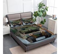 lenzuolo con angoli stampati 135 x 190 cm Carro Armato Tedesco Panther, Soft And Wrinkle Free Luxurious Microfiber Set di lenzuolafacile da pulire per una tasca profonda 30 cm, Marrone Terroso
