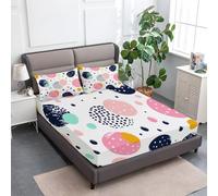 lenzuolo con angoli stampati 135 x 190 cm Pois Da Sogno, Soft And Wrinkle Free Luxurious Microfiber Set di lenzuolafacile da pulire per una tasca profonda 30 cm, Rosa