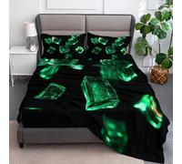 lenzuolo con angoli stampati 160 x 200 cm Letto Matrimoniale -Cubo Luminoso Lenzuola Sotto con Angoli in Microfibra, per Materasso Alto 30cm, 2 Federe Cuscino Letto, Nero
