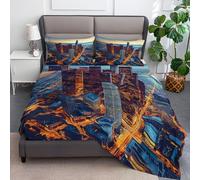 lenzuolo con angoli stampati 90 x 190 cm Centro Di Los Angeles Vista Aerea, Soft And Wrinkle Free Luxurious Microfiber Set di lenzuolafacile da pulire per una tasca profonda 30 cm, Blu