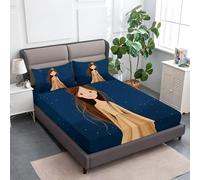 lenzuolo con angoli stampati 90 x 190 cm Piccola Principessa Dei Cartoni Animati, Soft And Wrinkle Free Luxurious Microfiber Set di lenzuolafacile da pulire per una tasca profonda 30 cm, Blu