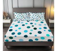 lenzuolo con angoli stampati Bianco, Resistente allo scolorimento Facile da pulir lenzuolo con angoli Geometria Minimalista A Pois per una tasca profonda 30 cm 160 x 190 cm