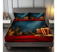 lenzuolo con angoli stampati Blu Tempesta, Resistente allo scolorimento Facile da pulir lenzuolo con angoli Pellicola Vintage Popcorn per una tasca profonda 30 cm 90 x 190 cm