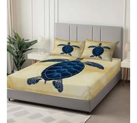 lenzuolo con angoli stampati Cammello, Resistente allo scolorimento Facile da pulir lenzuolo con angoli Pergamena Vintage Tartaruga Marina per una tasca profonda 30 cm 90 x 190 cm