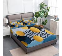 lenzuolo con angoli stampati Pois In Lamina D'Oro Strisce Zebrate Geometria, Resistente allo scolorimento Facile da pulir lenzuolo con angoli Bohémien per una tasca profonda 30 cm 200 x 200 cm