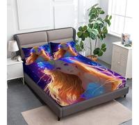 lenzuolo con angoli stampati Sognante Ragazza Fiori, Resistente allo scolorimento Facile da pulir lenzuolo con angoli Viola Notte per una tasca profonda 30 cm 160 x 190 cm