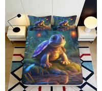 Lenzuolo con angoli tartaruga cartoon 3D Microfibra bordo elastico completo letto camera Coprimaterasso tartaruga antiscivolo adulti giovani 180x200x25cm