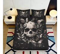 Lenzuolo con Angoli Teschio 3D Stampato Microfibra Antiscivolo Profilo Alto Coprimaterasso Teschio per Camera da Letto Lavabile 120x200x25cm