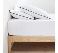 Lenzuolo con angoli tinta unita cotone lavato, balza 25cm, Merida Bianco 180 x 200 cm