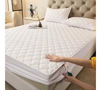 Lenzuolo con Angoli Trapuntata Una Piazza E Mezza Personalizzabile Coprimaterasso Matrimoniale/Singolo Fodera Materasso Imbottito-Altezza Da 30cm Lavabile Copri/Proteggi Materasso (160x190+30cm,White)