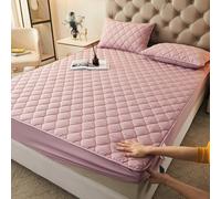 Lenzuolo con Angoli Trapuntata Una Piazza E Mezza Personalizzabile Coprimaterasso Matrimoniale/Singolo Fodera Materasso Imbottito-Altezza Da 30cm Lavabile Copri/Proteggi Materasso (140x200+30cm,Pink)