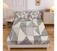 Lenzuolo con angoli Una piazza e mezza 120x190cm,altezza da 30cm,Disegnato A Mano Geometrico Triangolo Stampa Biancheria da Lenzuola letto morbida Traspirante con 2 Federe 50x80 per ragazze ragazzi