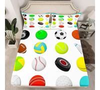 Lenzuolo con Angoli Una Piazza e Mezza 120x200 Bambino Femmina Bambina Lenzuolo Sotto con Angoli Alto 30 cm Sport Con La Palla Bambino Lenzuola Letto 1 Piazza e Mezza, 3D Coprimaterasso a.6260