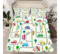 Lenzuolo con Angoli Una Piazza e Mezza 120x200 Cartone Animato per Bambini Lenzuolo Sotto con Angoli Alto 30 cm Trasporti Bambino Lenzuola Letto 1 Piazza e Mezza, 3D Coprimaterasso a.2618