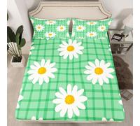 Lenzuolo con Angoli Una Piazza e Mezza 120x200 Fiore Lenzuolo Sotto con Angoli Alto 30 cm Righe Verdi Bambino Lenzuola Letto 1 Piazza e Mezza, 3D Coprimaterasso a.7544