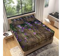 Lenzuolo con Angoli Una Piazza e Mezza 120x200 Fiore Viola Lenzuolo Sotto con Angoli Alto 30 cm Tema del Paese Bambino Lenzuola Letto 1 Piazza e Mezza, 3D Coprimaterasso a/242