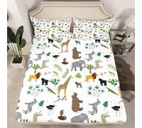 Lenzuolo con Angoli Una Piazza e Mezza 140x200 Animali Dei Cartoni Animati Lenzuolo Sotto con Angoli Alto 30 cm Foresta Tropicale Bambino Lenzuola Letto 1 Piazza e Mezza, 3D Coprimaterasso a.3585