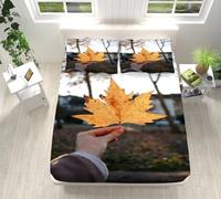 Lenzuolo con Angoli una Piazza e Mezza Albero Foglia Acero Coprimaterasso Microfibres Lenzuola una Piazza e Mezza Set Lenzuola Traspirante Copri Materasso Durabile 135x190+30cm