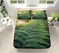Lenzuolo con Angoli una Piazza e Mezza Foglia Tropicale Verde Coprimaterasso Microfibres Lenzuola una Piazza e Mezza Set Lenzuola Traspirante Copri Materasso Durabile 140x200+30cm