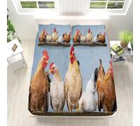 Lenzuolo con Angoli Una Piazza e Mezza Gallina Gallo Lenzuola Sotto 3D Animale Microfibra Coprimaterasso 135x200 cm Profondità 30cm per Letti 1 piazza e Mezza a-235