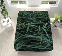 Lenzuolo con Angoli una Piazza e Mezza Stampa Foglia Verde Coprimaterasso Microfibres Lenzuola una Piazza e Mezza Set Lenzuola Traspirante Copri Materasso Durabile 140x200+30cm