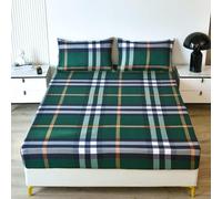 Lenzuolo con Angoli Una Piazza e Mezza Verde Scozzese Lenzuola Sotto 3D Classico Microfibra Coprimaterasso 120x200 cm Profondità 30cm per Letti 1 piazza e Mezza a-2390