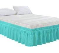 Lenzuolo con balza, Gonna da letto arricciata, altezza 38 cm(Light Blue,King)