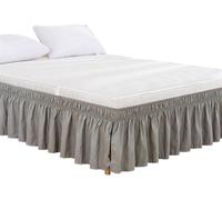 Lenzuolo con balza, Gonna da letto arricciata, altezza 38 cm(Light Grey,King)