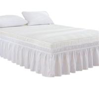 Lenzuolo con balza, Gonna da letto arricciata, altezza 38 cm(Milky White,Full)