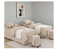 Lenzuolo copriletto per massaggio 4 pezzi Set biancheria da letto per salone di bellezza Lenzuola spesse Lenzuola Copriletto Fumigazione Massaggio Spa Fede Beige Square bedside 190*70cm (74.8*27.5in)