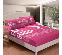 Lenzuolo da ginnastica con tasche profonde per ragazze e amanti della ginnastica lenzuolo con angoli per bambini e donne ultra morbido set di lenzuola sportive femminili rosa set da letto singolo