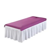 Lenzuolo da massaggio impermeabile 2 pezzi, copriletto for salone di bellezza, lenzuolo in tessuto SPA for il corpo con foro for respiro rotondo(Purple,100x200cm)